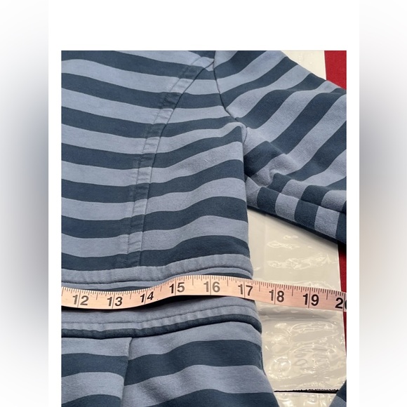 Matilda Jane blue striped PEA trench COAT Button up Stretch Knit Cotton women M - Picture 4 of 9